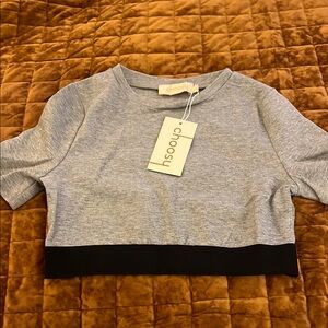 ☀️3/$20 Choosy Gray and Black Women's Crop Top